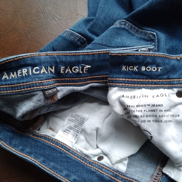 American Eagle 'Stretch Kick Boot' Distressed Split Front Hem Very Cute!  Sz 6 - Picture 6 of 8